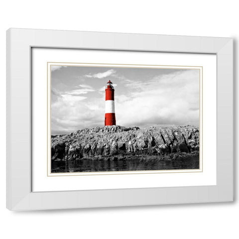 Lighthouse Border White Modern Wood Framed Art Print with Double Matting by Coppel, Anna