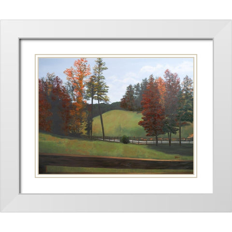 Country Road II White Modern Wood Framed Art Print with Double Matting by Hakimipour, Tiffany