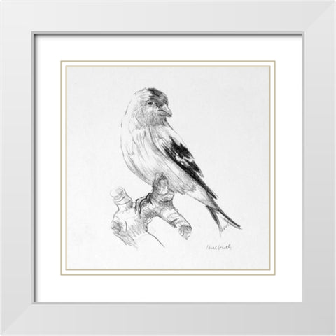 Bird Drawing II White Modern Wood Framed Art Print with Double Matting by Loreth, Lanie