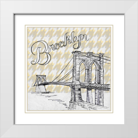 Textile Brooklyn White Modern Wood Framed Art Print with Double Matting by Ritter, Gina