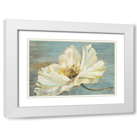 White Peony White Modern Wood Framed Art Print with Double Matting by Pinto, Patricia