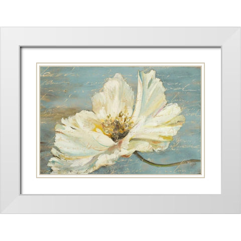 White Peony White Modern Wood Framed Art Print with Double Matting by Pinto, Patricia