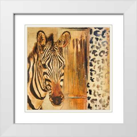 New Safari on Gold Square I White Modern Wood Framed Art Print with Double Matting by Pinto, Patricia