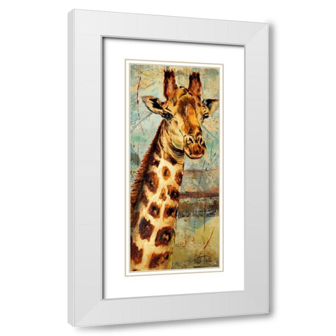 New Safari on Teal I White Modern Wood Framed Art Print with Double Matting by Pinto, Patricia