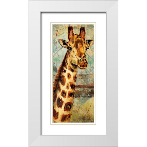 New Safari on Teal I White Modern Wood Framed Art Print with Double Matting by Pinto, Patricia