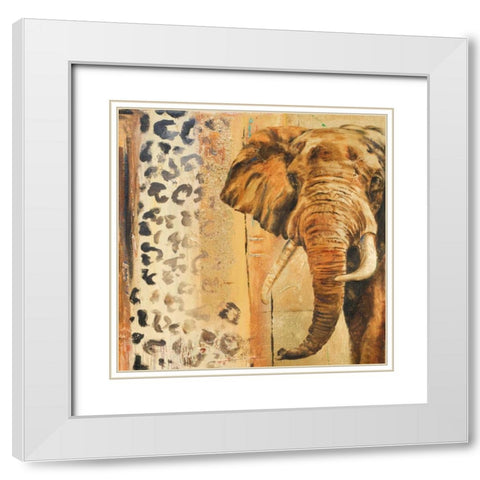 New Safari on Gold Square IV White Modern Wood Framed Art Print with Double Matting by Pinto, Patricia