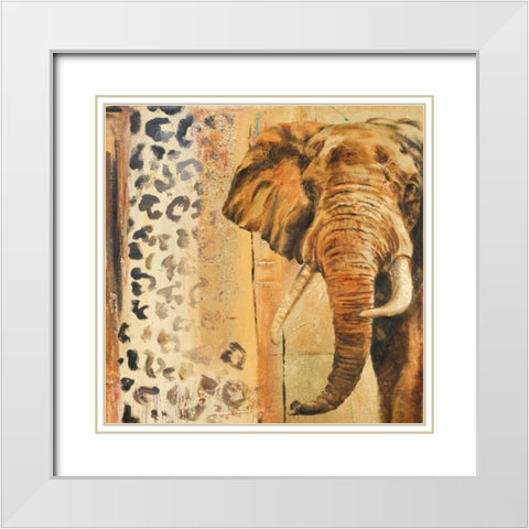 New Safari on Gold Square IV White Modern Wood Framed Art Print with Double Matting by Pinto, Patricia
