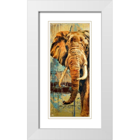 New Safari on Teal II White Modern Wood Framed Art Print with Double Matting by Pinto, Patricia