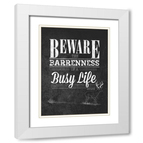 Beware with Border White Modern Wood Framed Art Print with Double Matting by Sundance Studio
