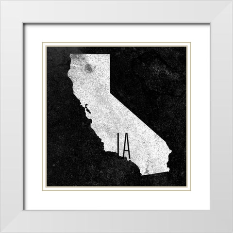 LA Chalk with Border White Modern Wood Framed Art Print with Double Matting by Sundance Studio