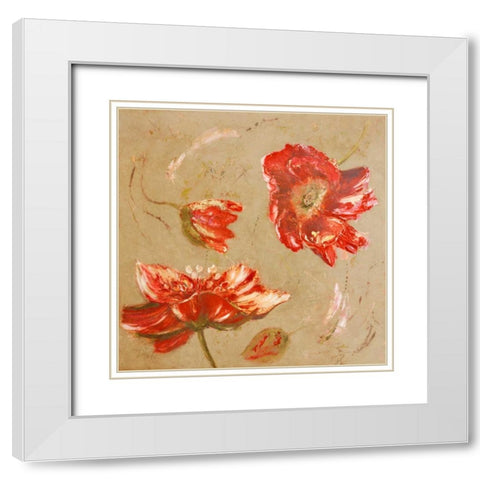 Dance of Poppies II White Modern Wood Framed Art Print with Double Matting by Pinto, Patricia