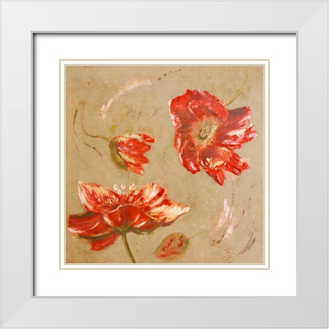 Dance of Poppies II White Modern Wood Framed Art Print with Double Matting by Pinto, Patricia