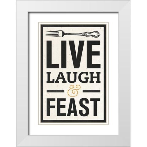 Live Laugh White Modern Wood Framed Art Print with Double Matting by SD Graphics Studio