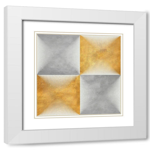 Vibrant Squares White Modern Wood Framed Art Print with Double Matting by SD Graphics Studio