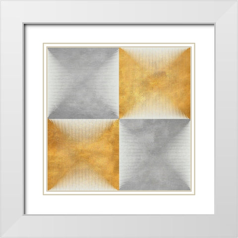 Vibrant Squares White Modern Wood Framed Art Print with Double Matting by SD Graphics Studio