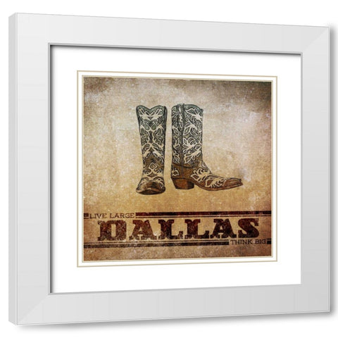 Dallas Border White Modern Wood Framed Art Print with Double Matting by Sundance Studio