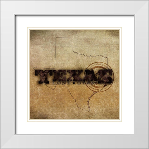 Texas Lone Star Border White Modern Wood Framed Art Print with Double Matting by Sundance Studio