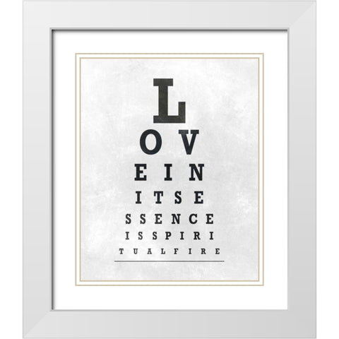 Eye Chart Typography I White Modern Wood Framed Art Print with Double Matting by SD Graphics Studio