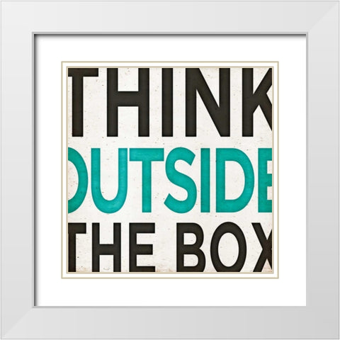 Outside Square I White Modern Wood Framed Art Print with Double Matting by SD Graphics Studio