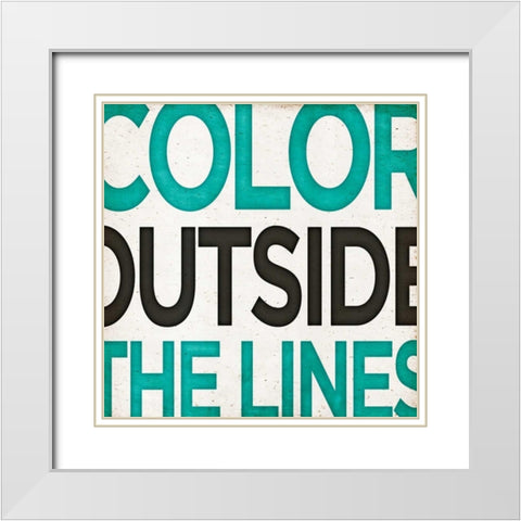 Outside Square II White Modern Wood Framed Art Print with Double Matting by SD Graphics Studio