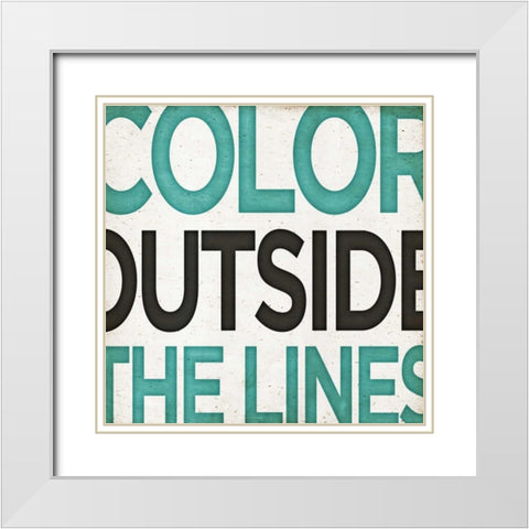 Outside Square Border II White Modern Wood Framed Art Print with Double Matting by Sundance Studio