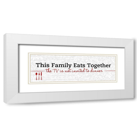 Family Eats Together White Modern Wood Framed Art Print with Double Matting by SD Graphics Studio