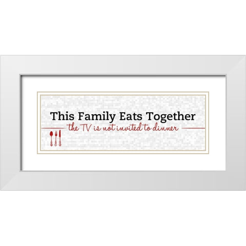 Family Eats Together White Modern Wood Framed Art Print with Double Matting by SD Graphics Studio