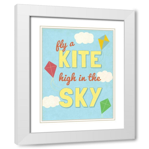 Fly a Kite White Modern Wood Framed Art Print with Double Matting by SD Graphics Studio