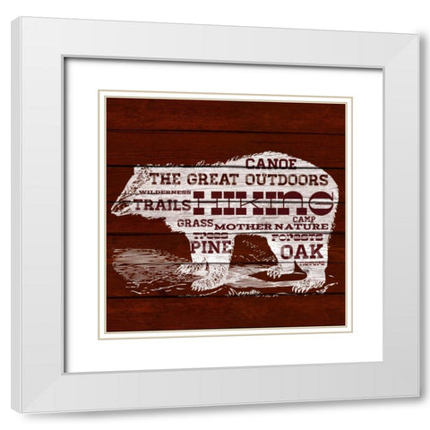 Bear Text White Modern Wood Framed Art Print with Double Matting by SD Graphics Studio