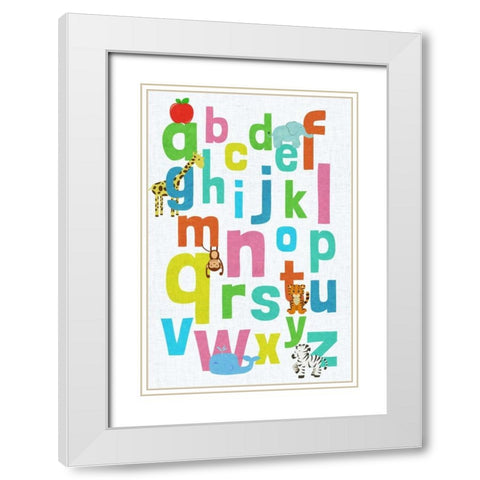 Alphabet White Modern Wood Framed Art Print with Double Matting by SD Graphics Studio