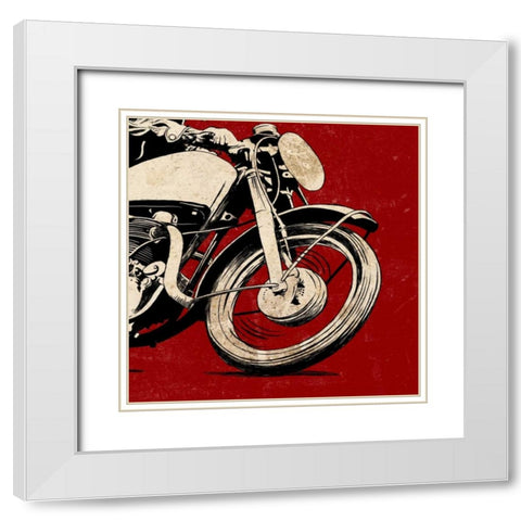 Cycle Front White Modern Wood Framed Art Print with Double Matting by SD Graphics Studio
