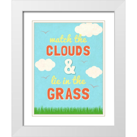 Watch the Clouds White Modern Wood Framed Art Print with Double Matting by SD Graphics Studio