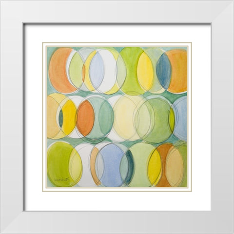 Circle Around on Blue II White Modern Wood Framed Art Print with Double Matting by Loreth, Lanie