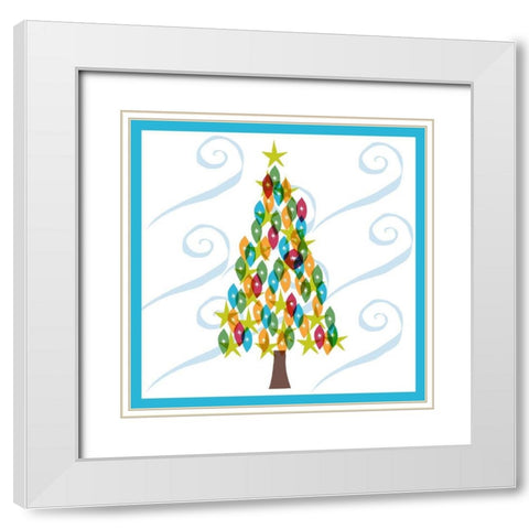 Holiday Times Square I White Modern Wood Framed Art Print with Double Matting by Biscardi, Nicholas