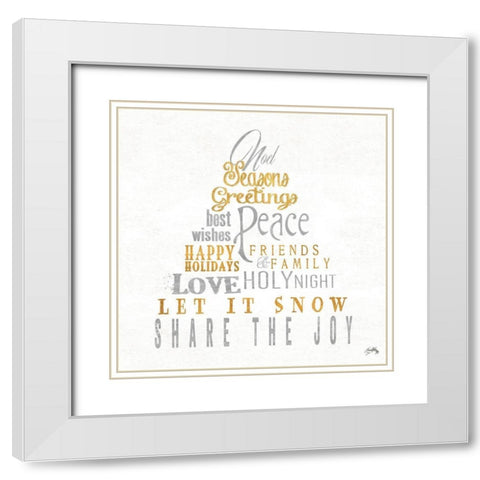 Noel Seasons Greetings White Modern Wood Framed Art Print with Double Matting by Medley, Elizabeth