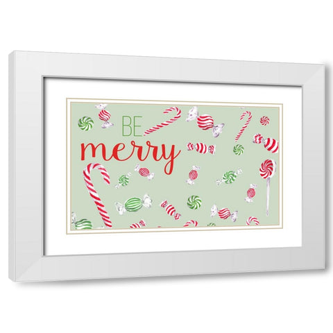 Be Merry White Modern Wood Framed Art Print with Double Matting by Medley, Elizabeth
