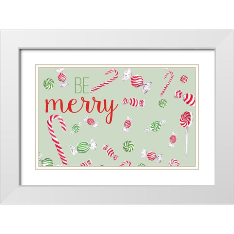 Be Merry White Modern Wood Framed Art Print with Double Matting by Medley, Elizabeth