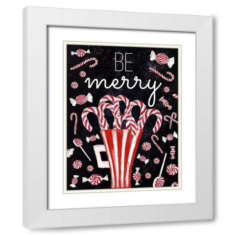 Peppermint Candy Cane Wishes White Modern Wood Framed Art Print with Double Matting by Medley, Elizabeth