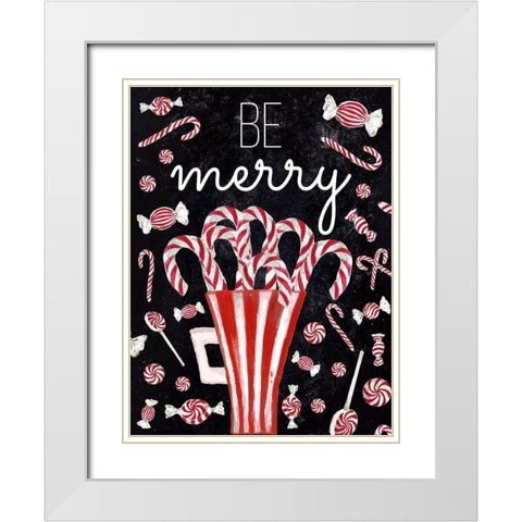Peppermint Candy Cane Wishes White Modern Wood Framed Art Print with Double Matting by Medley, Elizabeth