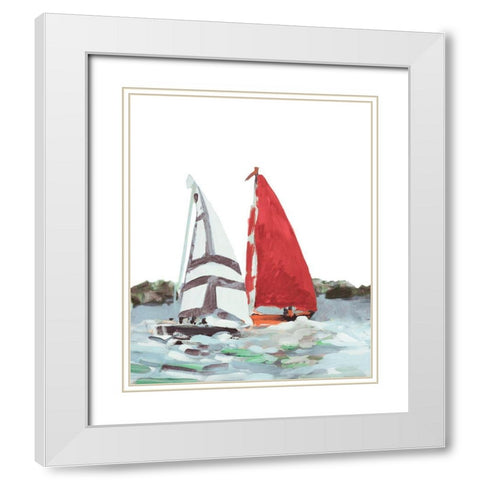 Line Regatta I White Modern Wood Framed Art Print with Double Matting by Slivka, Jane