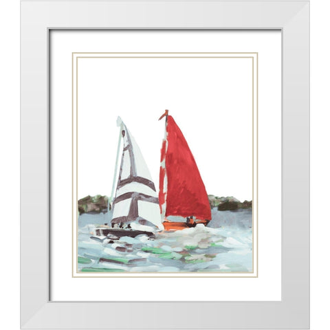 Line Regatta I White Modern Wood Framed Art Print with Double Matting by Slivka, Jane