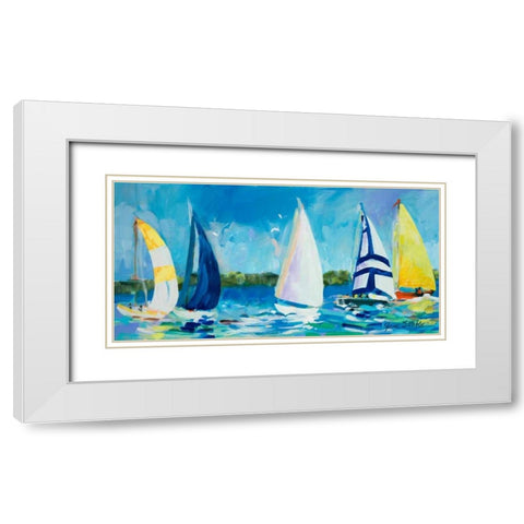 The Regatta I White Modern Wood Framed Art Print with Double Matting by Slivka, Jane