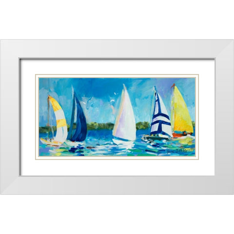 The Regatta I White Modern Wood Framed Art Print with Double Matting by Slivka, Jane