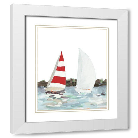 Line Regatta II White Modern Wood Framed Art Print with Double Matting by Slivka, Jane