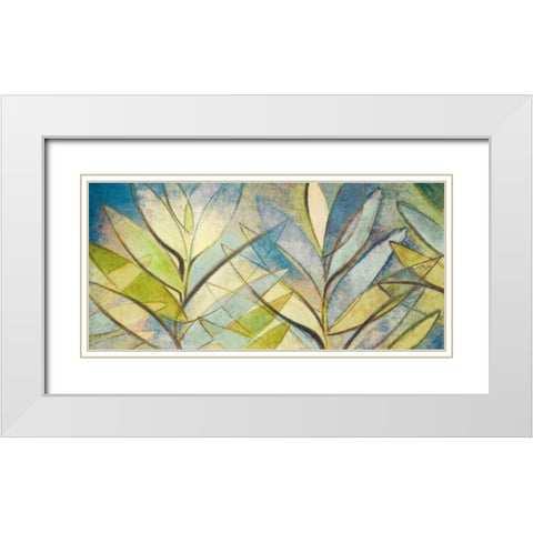 Palm Abstract in Blue White Modern Wood Framed Art Print with Double Matting by Loreth, Lanie