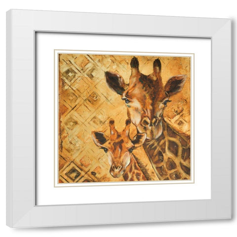 Safari Mother and Son I White Modern Wood Framed Art Print with Double Matting by Pinto, Patricia