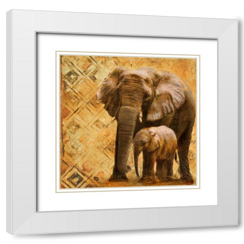 Safari Family I White Modern Wood Framed Art Print with Double Matting by Pinto, Patricia