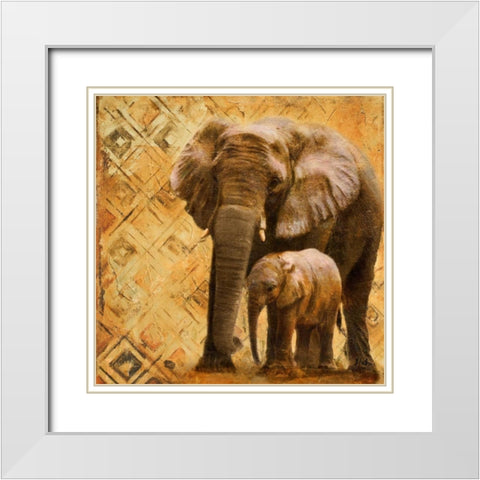 Safari Family I White Modern Wood Framed Art Print with Double Matting by Pinto, Patricia