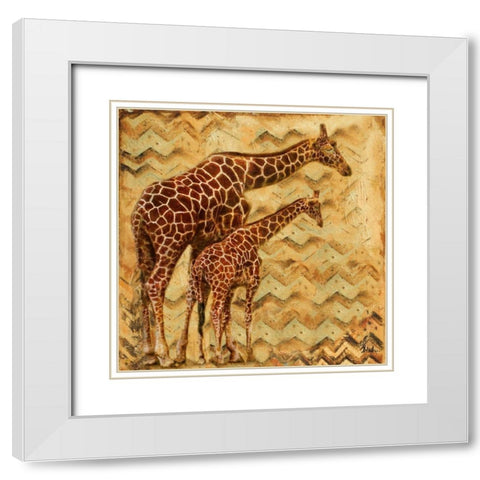 Safari Family II White Modern Wood Framed Art Print with Double Matting by Pinto, Patricia