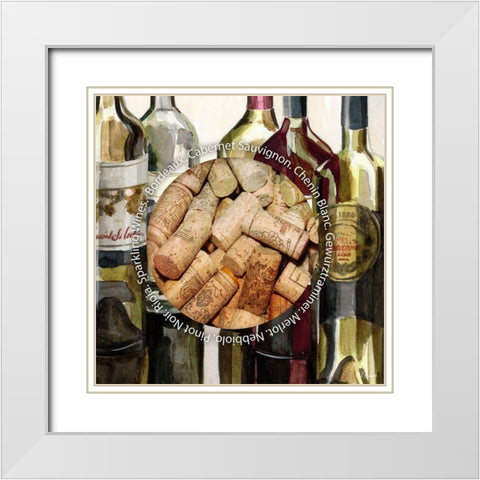 BandG Bottles with Corks I White Modern Wood Framed Art Print with Double Matting by French-Roussia, Heather A.